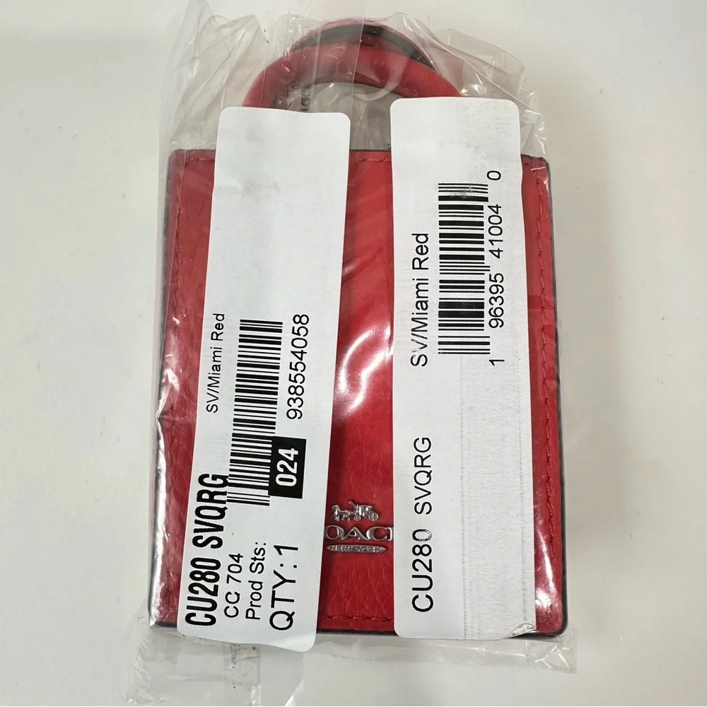 Coach North/South Mini Tote Bag Charm CU280 in SV/ Miami Red